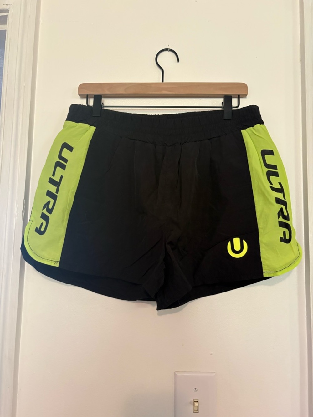 Women's Black & Neon Lime Running Shorts